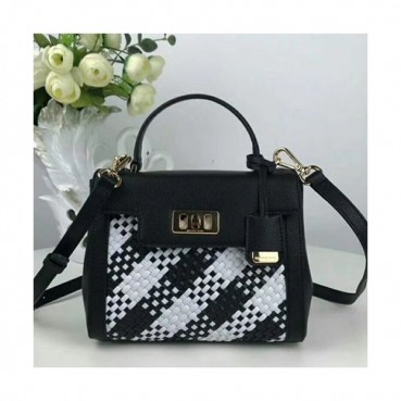 Michael Kors Leather Tote Shoulder Bag, 21CM - 마이클 코어스 레더 토트 숄더백 ,MKB0055, 21CM,블랙+화이트