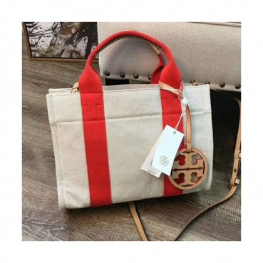 Tory Burch Miller Canvas Red Tote Bag,29cm - 토리버치 밀러 캔버스 레드 토트백 TBB0134,29cm