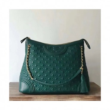Tory Burch Leather Green Fleming Chain Tote Shoulder Bag,38.5cm - 토리버치 레더 그린 플레밍 체인 토트 숄더백 TBB0124,38.5cm