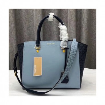 Michael Kors Leather Tote Shoulder Bag, 30CM - 마이클 코어스 레더 토트 숄더백 ,MKB0053, 30CM,블루