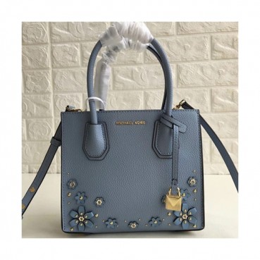 Michael Kors Leather Tote Shoulder Bag, 22CM - 마이클 코어스 레더 토트 숄더백 ,MKB0047, 22CM,스카이블루