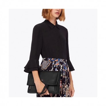 Tory Burch Half-Moon Convertible Leather Black Flod