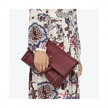 Tory Burch Half-Moon Convertible Leather Red Flod