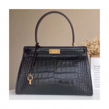 Tory Burch Lee Radziwill Satchel Leather Black Tote Bag,32.5cm - 토리버치 리 라지윌 사첼 레더 블랙 토트백 TBB0046,32.5cm