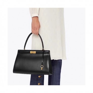 Tory Burch Lee Radziwill Satchel Leather Black Tote Bag,32.5cm - 토리버치 리 라지윌 사첼 레더 블랙 토트백 TBB0044,32.5cm