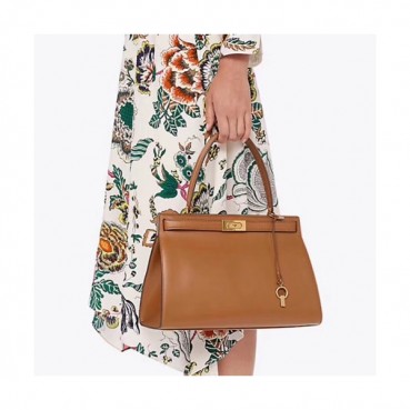 Tory Burch Lee Radziwill Satchel Leather Brown Tote Bag,32.5cm - 토리버치 리 라지윌 사첼 레더 브라운 토트백 TBB0043,32.5cm