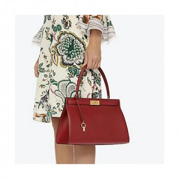 Tory Burch Lee Radziwill Satchel Leather Red Tote Bag,32.5cm - 토리버치 리 라지윌 사첼 레더 레드 토트백 TBB0042,32.5cm