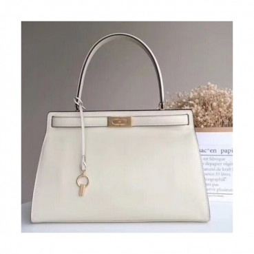 Tory Burch Lee Radziwill Satchel Leather White Tote Bag,32.5cm - 토리버치 리 라지윌 사첼 레더 화이트 토트백 TBB0041,32.5cm