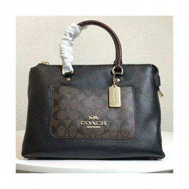Coach Leather Tote Shoulder Bag,31cm - 코치 레더 토트 숄더백 COAB0010,31cm,블랙