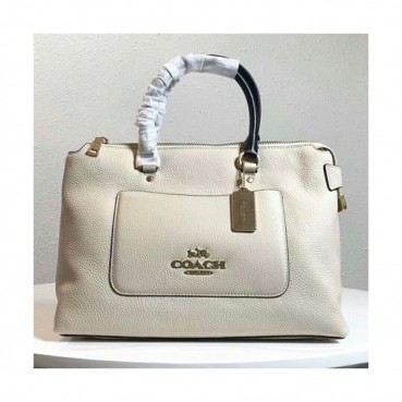 Coach Leather Tote Shoulder Bag,31cm - 코치 레더 토트 숄더백 COAB0009,31cm,화이트