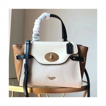 Coach Leather Tote Shoulder Bag,32cm - 코치 레더 토트 숄더백 COAB0008,32cm,화이트