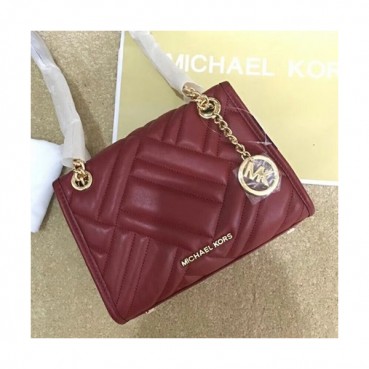 Michael Kors Leather Chain Tote Shoulder Bag, 23CM - 마이클 코어스 레더 체인 토트 숄더백 ,MKB0008, 23CM,2색(레드,블랙)