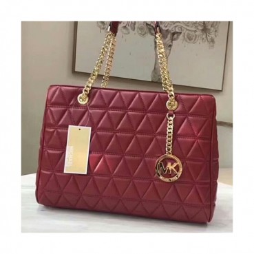 Michael Kors Leather Chain Tote Shoulder Bag, 35CM - 마이클 코어스 레더 체인 토트 숄더백 ,MKB0007, 35CM,레드