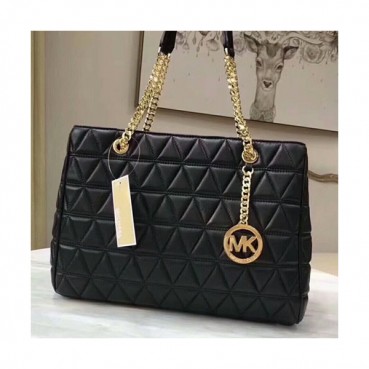 Michael Kors Leather Chain Tote Shoulder Bag, 35CM - 마이클 코어스 레더 체인 토트 숄더백 ,MKB0006, 35CM,블랙