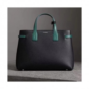 Burberry Medium Leather Vintage Tote Shoulder Bag, 34cm - 버버리 미니 레더 빈티지 토트 숄더백,BURB0019,34cm,블랙+그린