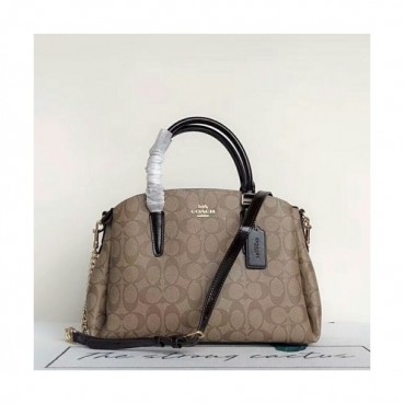 Coach Leather Tote Shoulder Bag,25cm - 코치 레더 토트 숄더백 COAB0004,25cm,브라운