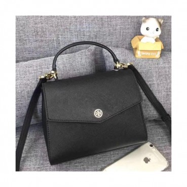 Tory Burch Leather Black Robinson Top-handle Satchel Tote Shoulder Bag,20cm 