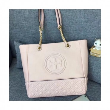 Tory Burch Leather Light Pink Fleming Chain Tote Bag,28cm - 토리버치 레더 라이트핑크 플레밍 체인 토트백 TBB0027,28cm