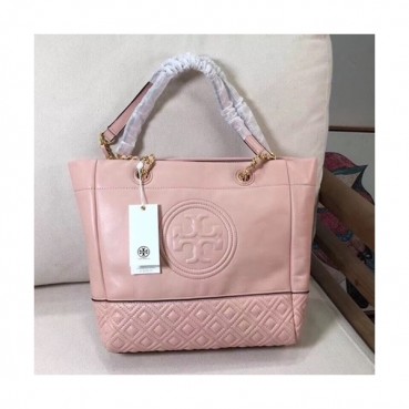 Tory Burch Leather Pink Fleming Chain Tote Bag,28cm - 토리버치 레더 핑크 플레밍 체인 토트백 TBB0020,28cm