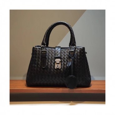 Bottega Veneta Leather Black Roma Small Tote Shoulder Bag,26cm - 보테가 베네타 레더 블랙 스몰 로마 토트 숄더백 7453