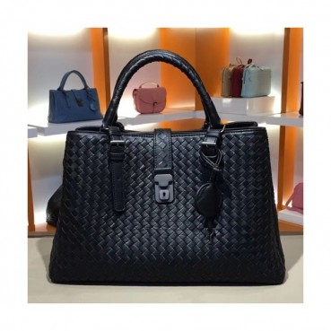 Bottega Veneta Leather Black Roma Large Tote Shoulder Bag,38cm - 보테가 베네타 레더 블랙 라지 로마 토트 숄더백 7453