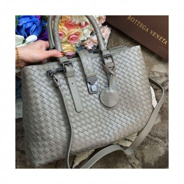 Bottega Veneta Leather Gray Roma Large Tote Shoulder Bag,38cm - 보테가 베네타 레더 그레이 라지 로마 토트 숄더백 7453