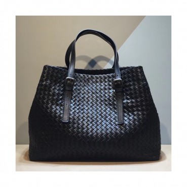 Bottega Veneta Leather Black Women Tote Bag,39cm - 보테가 베네타 레더 블랙 여성용 토트백 1026