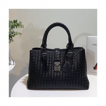 Bottega Veneta Leather Black Roma Medium Tote Shoulder Bag,32cm - 보테가 베네타 레더 블랙 미듐 로마 토트 숄더백 7453