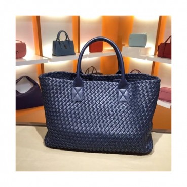 Bottega Veneta Leather Navy Women Tote Bag,40cm - 보테가 베네타 레더 네이비 여성용 토트백 5211