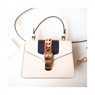 Cucci Sylvie Mini Tote Shoulder Bag,20CM - 구찌 실비 미니 토트숄더백 470270, GUB0077,20CM,화이트