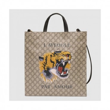 [구찌] 타이거 프린트 소프트 GG 수프림 남성용 450950 토트백 gu0008b - Gucci Tiger Print Soft GG Supreme Mens Tote Bag