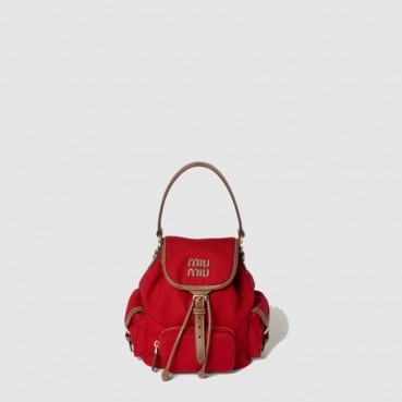 미우미우 여성 캔버스 가죽 백팩 - MiuMiu Womens Canvas Leather Backpack 