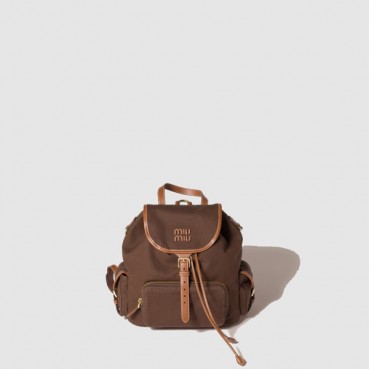 미우미우 여성 캔버스 및 가죽 백팩 - MiuMiu Womens Canvas and Leather Backpack 