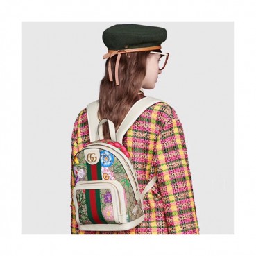 Gucci 2019 GG Ophidia Supreme Women Back Pack,22CM - 구찌 2019 GG 오피디아 수프림 여성용 백팩 547965, GUB0844,22CM,화이트