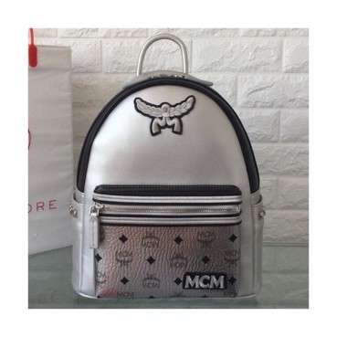 MCM 2019 Leather & Visetos Back Pack,26/34cm - 엠씨엠 2019  레더 & 비세토스 여성용 백팩 MCMB0363,26/34cm,실버