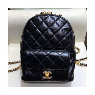 Chanel 2019 Leather Back Pack,21CM - 샤넬 2019 레더 여성용 백팩, CHAB1199,21CM,블랙