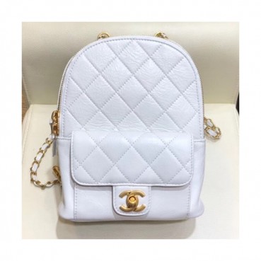 Chanel 2019 Leather Back Pack,21CM - 샤넬 2019 레더 여성용 백팩, CHAB1198,21CM,화이트