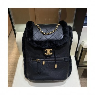 Chanel 2019 Leather & Fur Women Back Pack ,26CM - 샤넬 2019 레더 & 퍼 여성용 백팩,CHAB0900,26CM,블랙