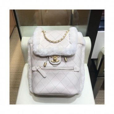 Chanel 2019 Leather & Fur Women Back Pack ,26CM - 샤넬 2019 레더 & 퍼 여성용 백팩,CHAB0899,26CM,화이트