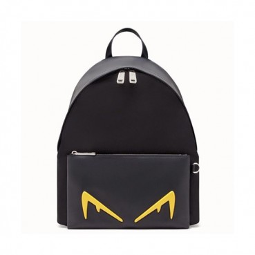 Fendi 2019 Nylon & Leather Back Pack ,38CM - 펜디 2019 나일론& 레더 남여공용 백팩  FENB0428,38CM,블랙