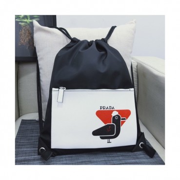 Prada 2019 Nylon&Leather Back Pack ,43CM - 프라다 2019 나일론&레더 남여공용 백팩 PRAB0049,43CM,블랙+화이트