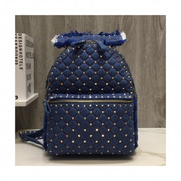 Valentino 2019 Denim Garavani Ruckstud Spike Back Pack ,30CM - 발렌티노 2019 데님 가라바니 락스터드 스파이크 백팩,VTB0666,30CM,블루