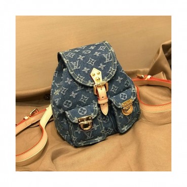 Louis Vuitton 2019 Supreme  Monogram Denim Back Pack,23.5cm - 루이비통 2019 수프림 모노그램 여성용 데님 백팩 M95057,LOUB1394 ,23.5cm,블루