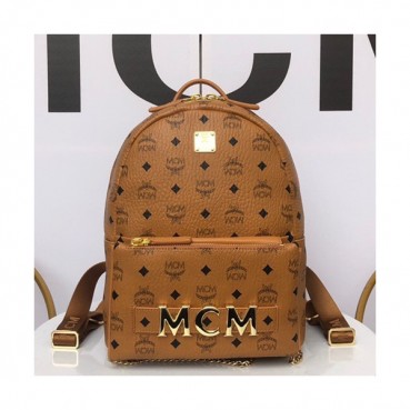 MCM 2019 Visetos Back Pack,26cm - 엠씨엠 2019 비세토스 남여공용 백팩 MCMB0177, 26cm,브라운