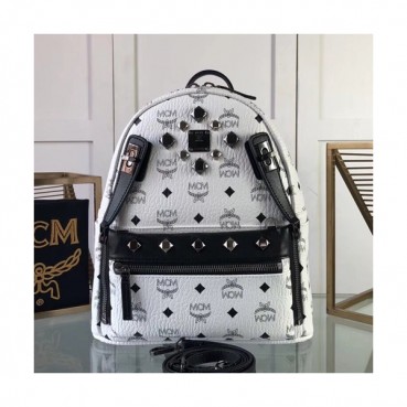 MCM 2019 Dual Stark Visetos Back Pack,26/34cm - 엠씨엠 2019 듀얼 스타크 비세토스 남여공용 백팩 MCMB0174, 26/34cm,화이트