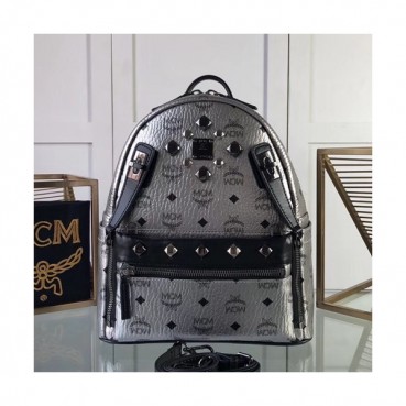 MCM 2019 Dual Stark Visetos Back Pack,26/34cm - 엠씨엠 2019 듀얼 스타크 비세토스 남여공용 백팩 MCMB0173, 26/34cm,실버