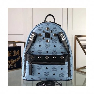 MCM 2019 Dual Stark Visetos Back Pack,26/34cm - 엠씨엠 2019 듀얼 스타크 비세토스 남여공용 백팩 MCMB0172, 26/34cm,스카이블루