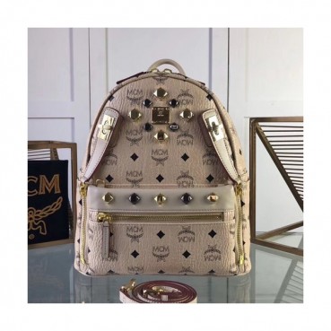 MCM 2019 Dual Stark Visetos Back Pack,26/34cm - 엠씨엠 2019 듀얼 스타크 비세토스 남여공용 백팩 MCMB0171, 26/34cm,베이지