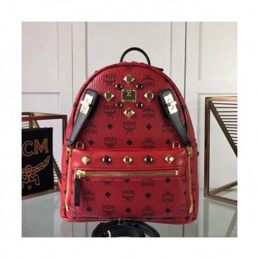 MCM 2019 Dual Stark Visetos Back Pack,26/34cm - 엠씨엠 2019 듀얼 스타크 비세토스 남여공용 백팩 MCMB0168, 26/34cm,레드