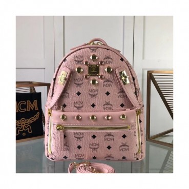 MCM 2019 Dual Stark Visetos Back Pack,26/34cm - 엠씨엠 2019 듀얼 스타크 비세토스 남여공용 백팩 MCMB0167, 26/34cm,핑크